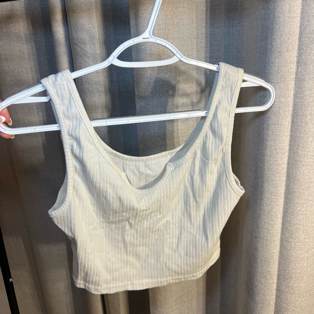 Women's Cream Ribbed Tank Top